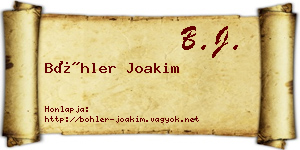 Böhler Joakim névjegykártya
